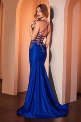 Beaded Taffeta Sleeveless Gown by Ladivine CM372 - Long Formal Dresses