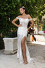 Bridal Dress Sleeveless Ruched High Slit Gown By Royal Queen RQ8183 - IVORY / 4 - Dress