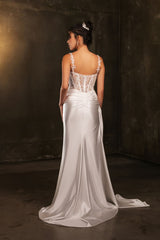 Bridal Dress Square Neck Sleeveless Wedding Gown By May Queen MQ2145 - IVORY / 4 - Dress