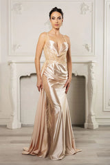 Champagne Wedding Dress Long Bridal Gown and Plus Size By RQ8103 - Champagne / 4