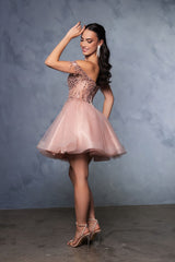 Cocktail Off-shoulder Strapless Graduation Dress By May Queen MQ2129 - Dress