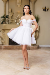 Cocktail Sweetheart Off The Shoulder A-Line Dress By May Queen MQ2159 - Dress