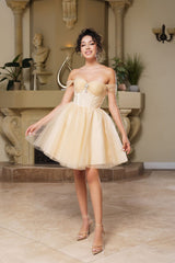 Cocktail Sweetheart Off The Shoulder A-Line Dress By May Queen MQ2159 - Dress