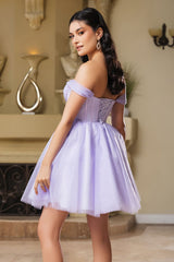Cocktail Sweetheart Off The Shoulder A-Line Dress By May Queen MQ2159 - Dress