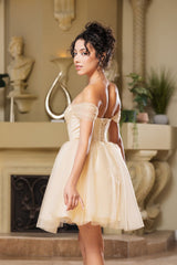 Cocktail Sweetheart Off The Shoulder A-Line Dress By May Queen MQ2159 - Dress