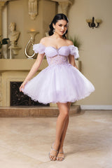 Cocktail Sweetheart Off The Shoulder A-Line Dress By May Queen MQ2159 - Dress