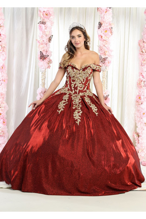 Burgundy & Gold Ball Gown by LK155