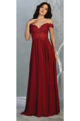 Elegant Formal Embroidered Prom Gown And Plus Size - BURGUNDY / 4