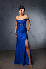 Evening Dress Sweetheart Sequin Mermaid Prom Gown By May Queen MQ2148 - ROYAL BLUE / 4 - Dress