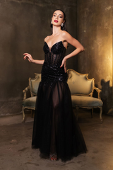 Evening Gown Strapless Sweetheart Neck Formal Dress By May Queen MQ2131 - BLACK / 4 - Dress