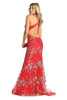 Floral Glitter Mermaid Prom Gown