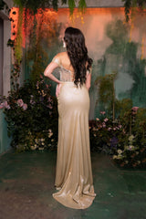 Formal Dress High Slit Ruched Evening Gown By May Queen MQ2115 - Dress