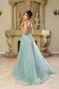 Formal Dress Plunging V-Neck A-Line Prom Gown By May Queen MQ2165 - Dress
