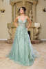 Formal Dress Plunging V-Neck A-Line Prom Gown By May Queen MQ2165 - SAGE / 4 - Dress