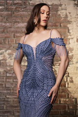 Formal Dress Plunging V-Neck Sheath Evening Gown By Royal Queen RQ8197 - Dress