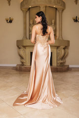 Formal Dress Spaghetti Straps Mermaid High Slit By May Queen MQ2111 - Dress