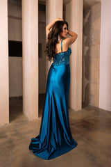 Formal Dress Spaghetti Straps Mermaid High Slit By May Queen MQ2111 - Dress