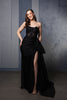 Formal dress with High Slit sheath Sweetheart Neck By May Queen MQ2072 - BLACK / 4 - Dress