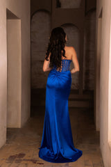 Formal Evening Gown With High Split Strapless Mermaid Prom Dress By May Queen MQ2109 - Dress