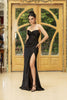 Formal Evening Gown With High Split Strapless Mermaid Prom Dress By May Queen MQ2109 - BLACK / 4 - Dress