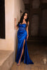 Formal Evening Gown With High Split Strapless Mermaid Prom Dress By May Queen MQ2109 - ROYAL BLUE / 4 - Dress