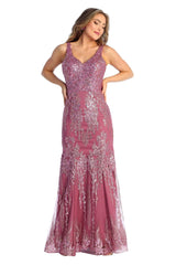 Glittery Bodycon Mermaid Dress - MAUVE / 4 - Dress
