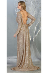 Gold Christmas & Holiday Dress By Royal Queen RQ7795 - Gold / 4