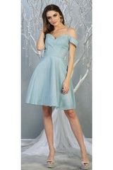 Graduation Short Metallic Dress - BABY BLUE / 2