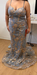 Floral Glitter Mermaid Prom Gown