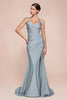 Ladivine Plus Size Dress Simple Strecth Bridesmaid Evening Gown CD796C - Dusty-Blue / 18 - Prom