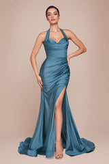 Ladivine Plus Size Dress Simple Strecth Bridesmaid Evening Gown CD796C - Lake Blue / 18 - Prom