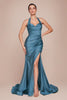 Ladivine Plus Size Dress Simple Strecth Bridesmaid Evening Gown CD796C - Lake Blue / 18 - Prom