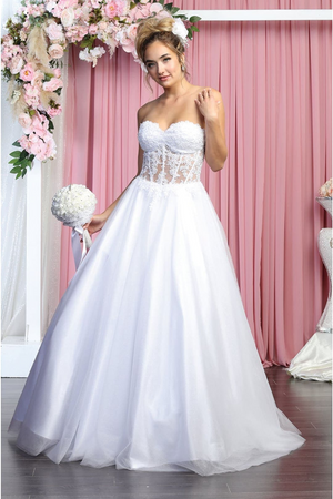 Sweetheart Wedding Reception Gown - WHITE / 4