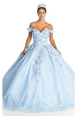 Off Shoulder Floral Quinceanera Ball Gown