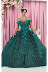 Hunter Green Plus Size Quinceañera Ball Gown