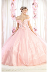 Layla K LK166 Off The Shoulder Corset Princess Ball Gown - BLUSH / 2