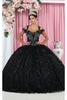 Layla K LK172 Cold Shoulder 3D Floral Ball Gown - BLACK / 4