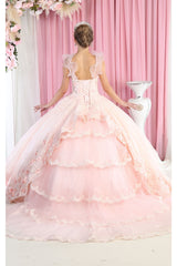 Layla K LK182 Sleeveless Floral Applique Ball Gown