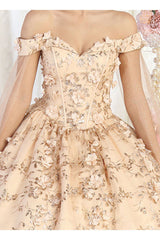 Layla K LK184 Cape Floral Quinceanera Ball Gown