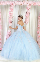 Layla K LK187 Off Shoulder Ball Gown - BABY BLUE / 2