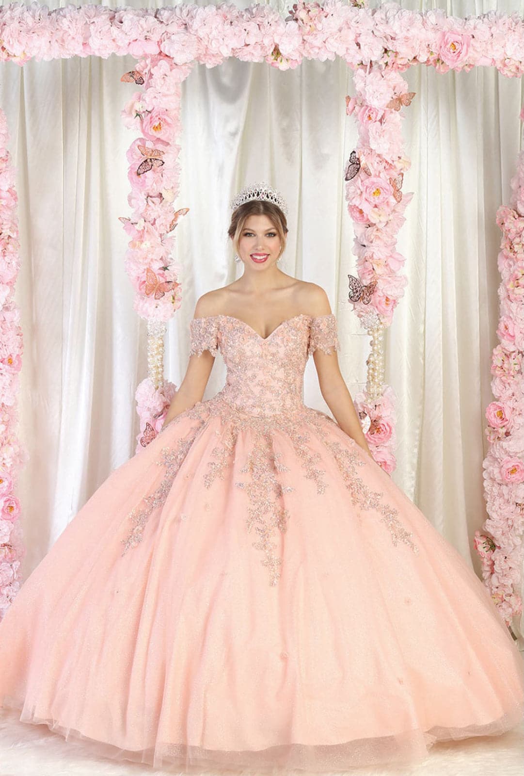 Layla K LK187 Off Shoulder Ball Gown - ROSE GOLD / 2