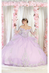 Layla K LK189 Off Shoulder Ball Quince Gown - LILAC / 4