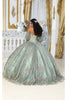 Layla K LK200 Detachable Puff Sleeves Sweetheart Glitter Quince Gown - Dress
