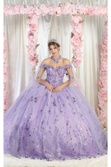 Layla K LK202 Cape 3D Floral Quinceanera Gown - LILAC / 4