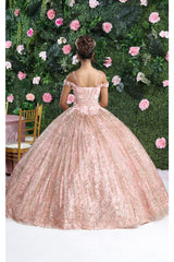 Layla K LK204 Detachable Cape Glitter 3D Floral Applique Quince Gown