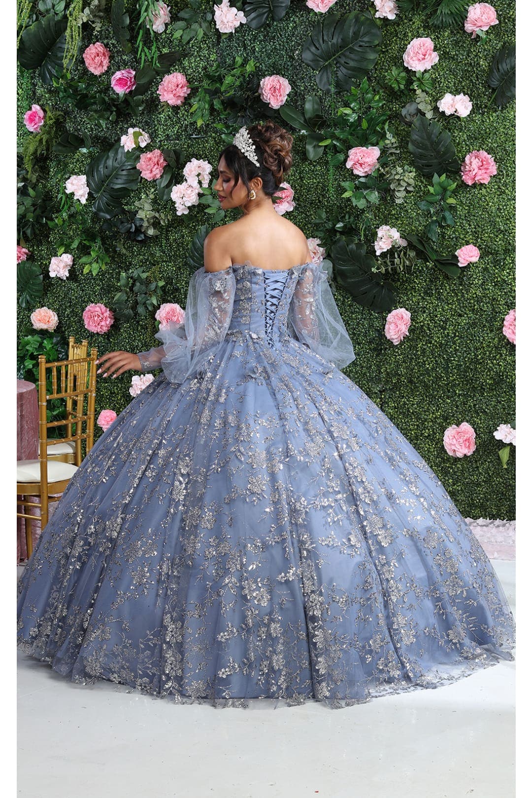 LA Merchandise LA206 Off Shoulder Puff Sleeves Quinceanera Ball Gown - Dress