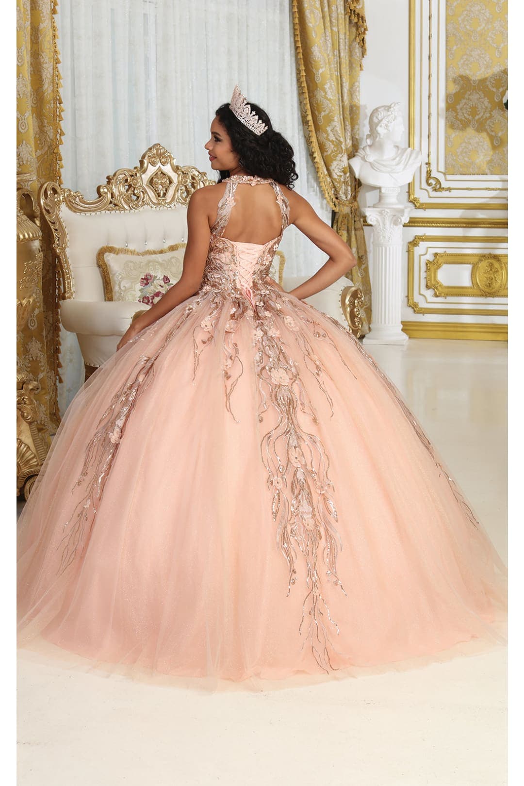 Layla K LK212 Halter Embroidery Detachable Cape Quinceanera Ball Gown - Dress