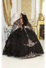 Layla K LK218 Detachable Cape Sleeves Glitter Corset Quinceanera Ball Gown - Dress
