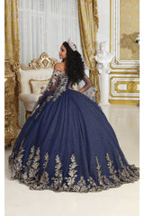 Layla K LK221 Cape Sleeves Corset Embroidered Qunveanera Ball gown - Dress