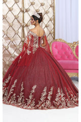 Layla K LK221 Cape Sleeves Corset Embroidered Qunveanera Ball gown - Dress